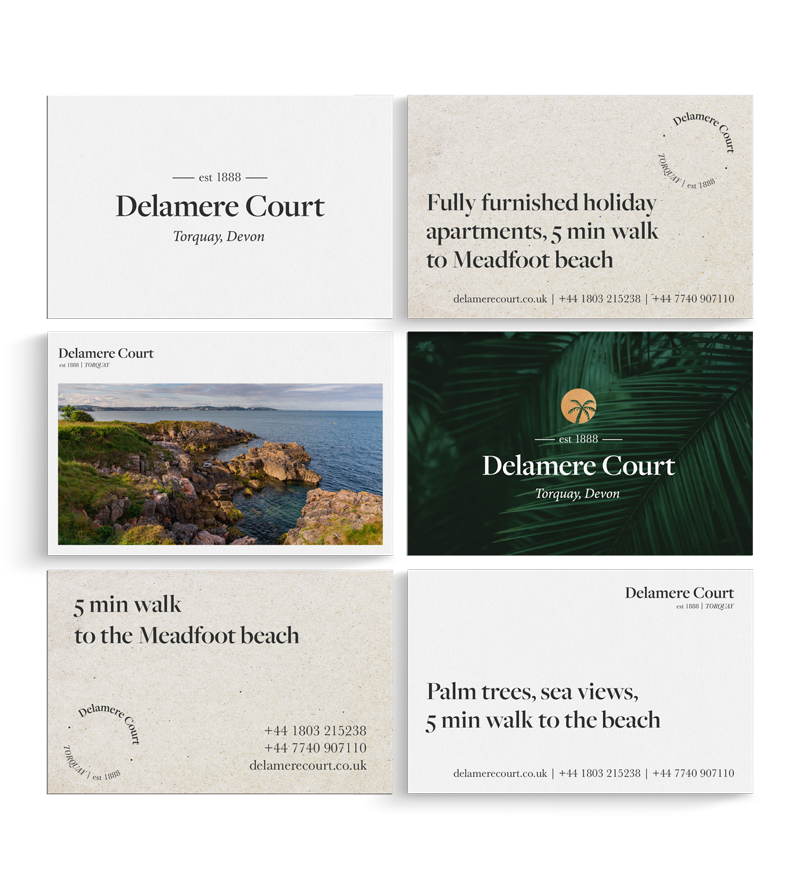 Delamere Court business card designs by Flair Creatives